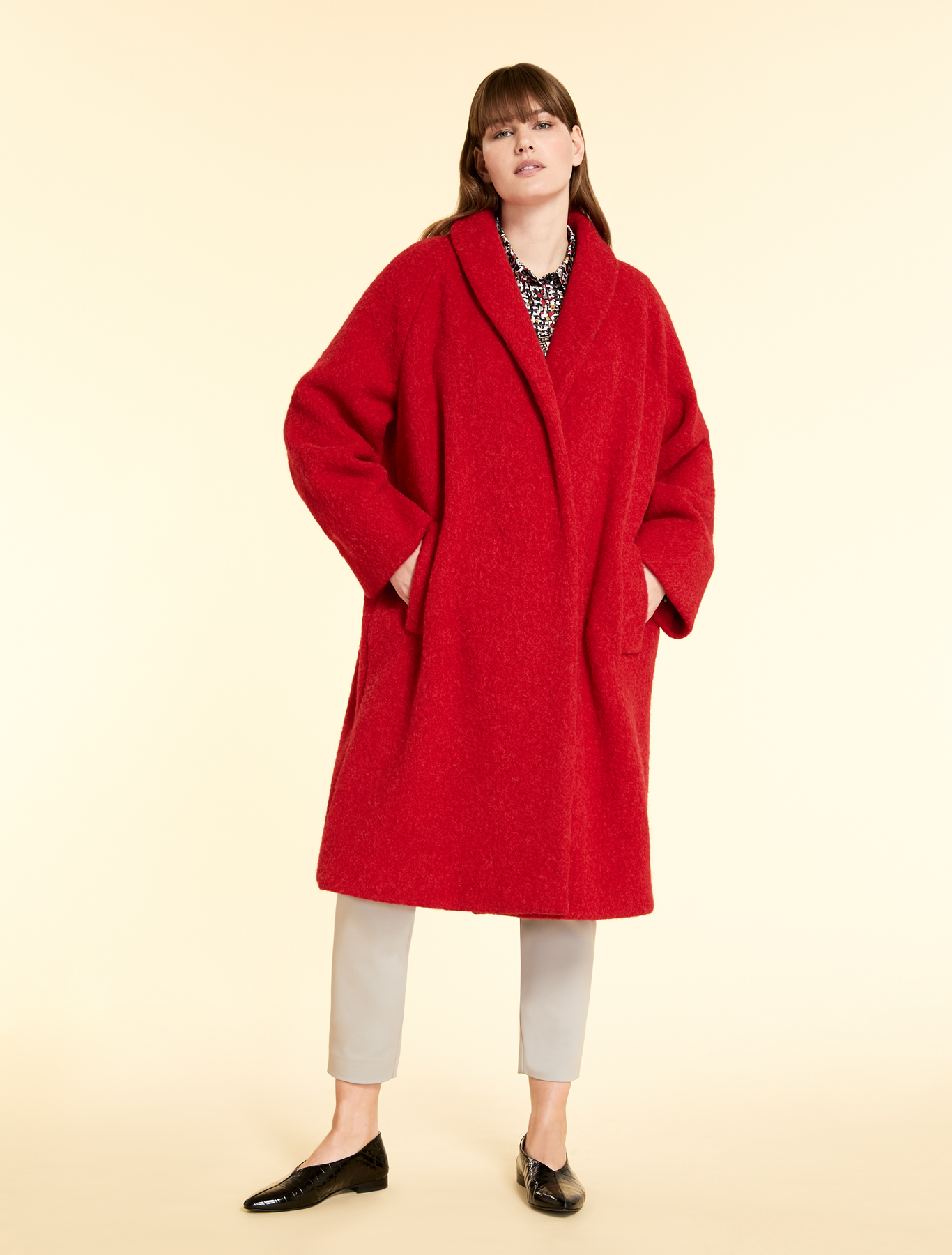 red alpaca coat