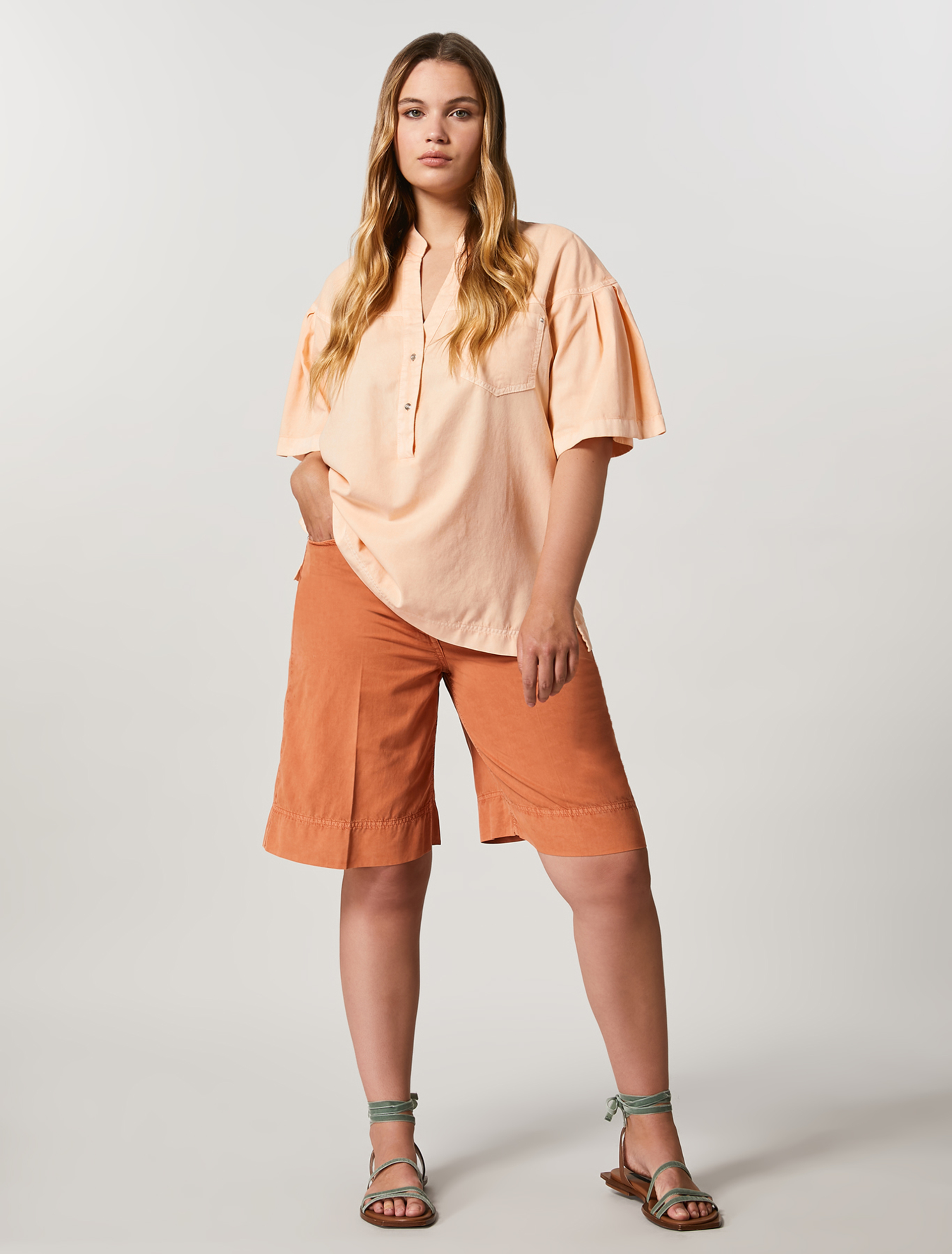 Cotton Bermuda shorts, rust - Marina Rinaldi