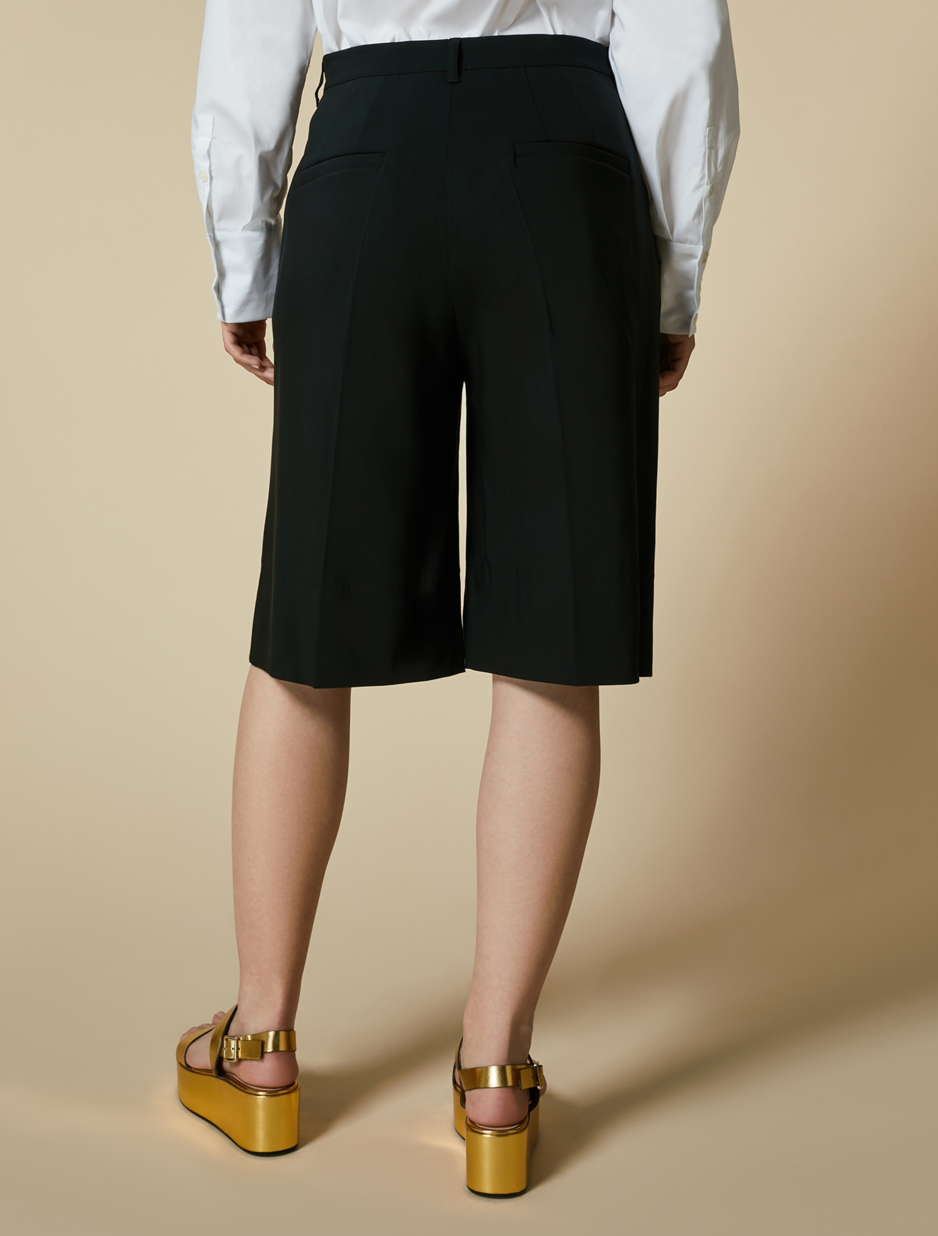 Twill Bermuda shorts, black - Marina Rinaldi