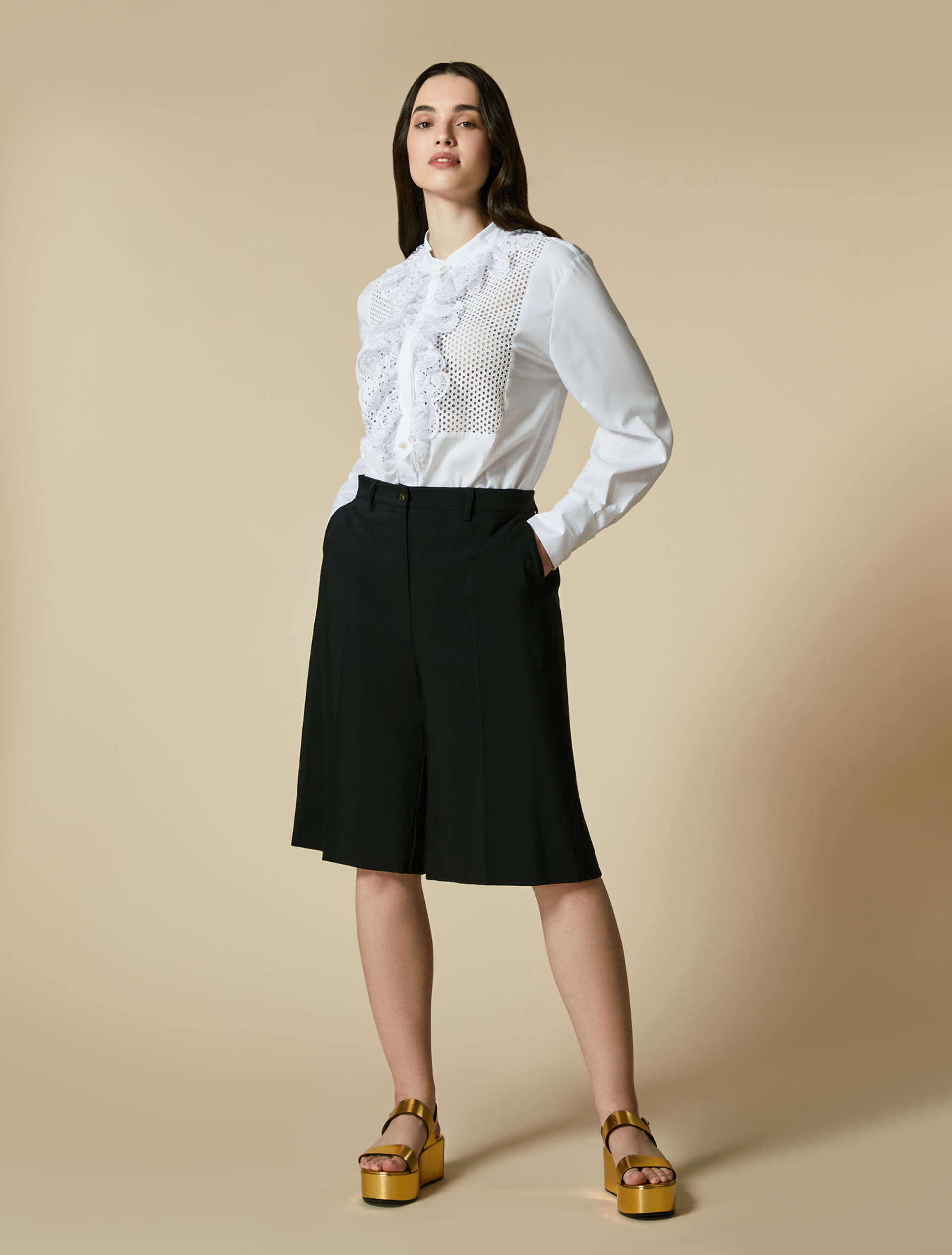 Twill Bermuda shorts, black - Marina Rinaldi
