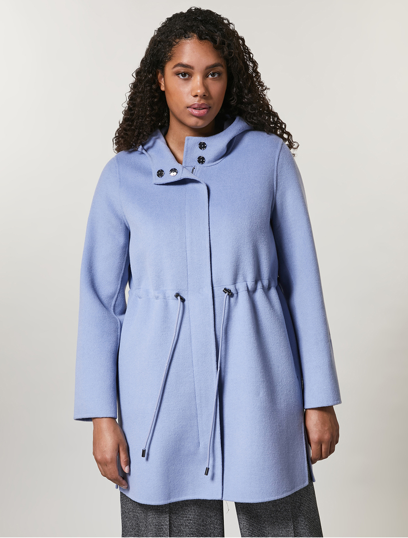 Wool blend double-sided fabric coat - Ski blue - Marina Rinaldi