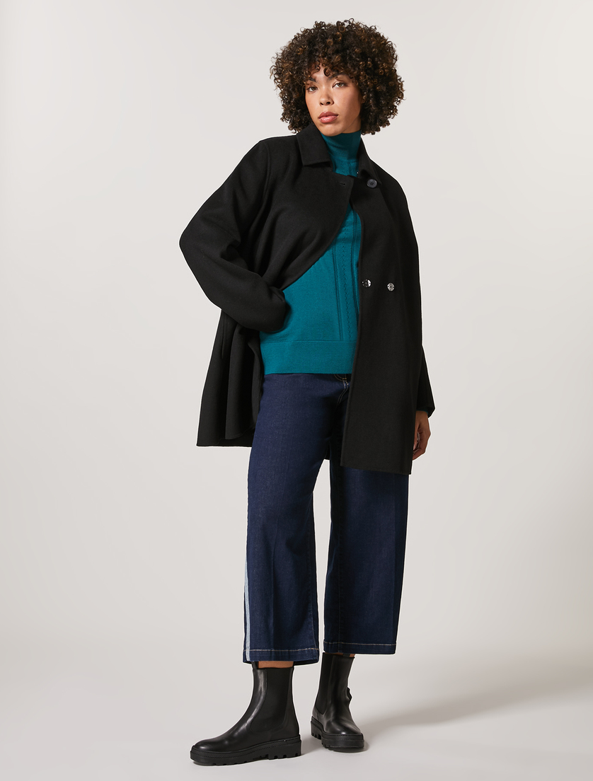 Doublefacejacke aus Wollmischung - Schwarz - Marina Rinaldi - 4