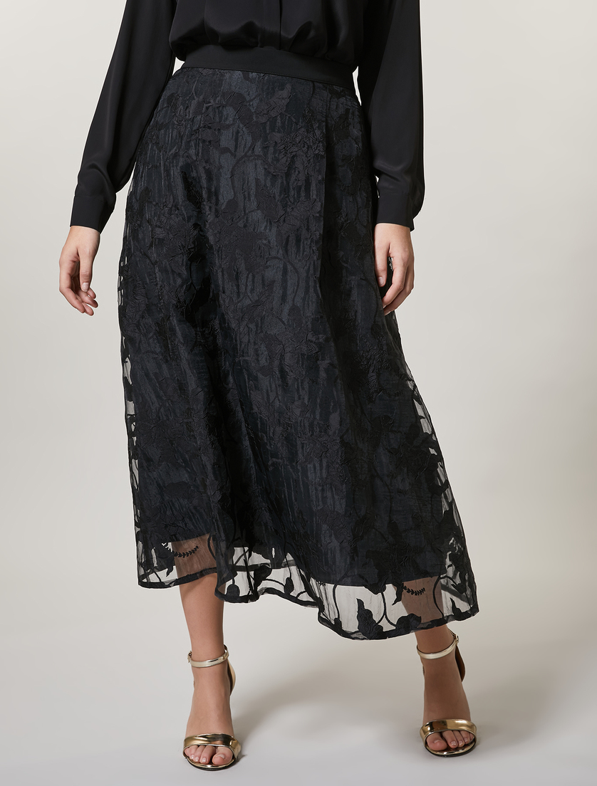 Fluid fabric skirt - Black - Marina Rinaldi - 2