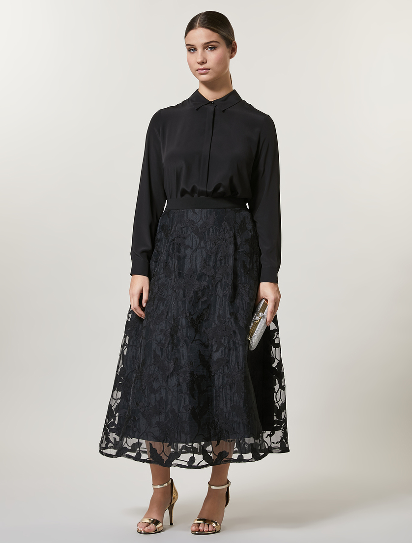 Fluid fabric skirt - Black - Marina Rinaldi - 5