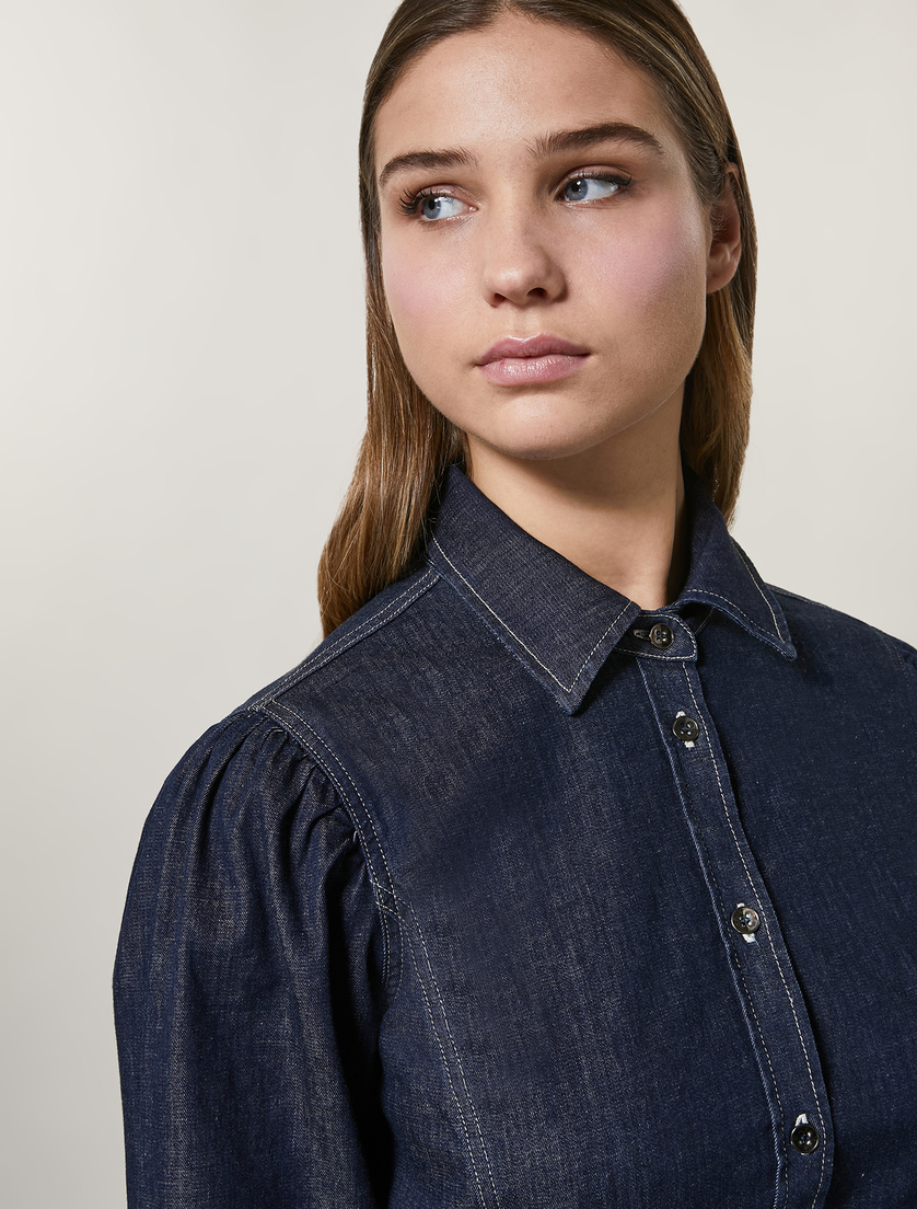 Bluse aus Stretch-Denim - Dunkelblau - Marina Rinaldi - 2