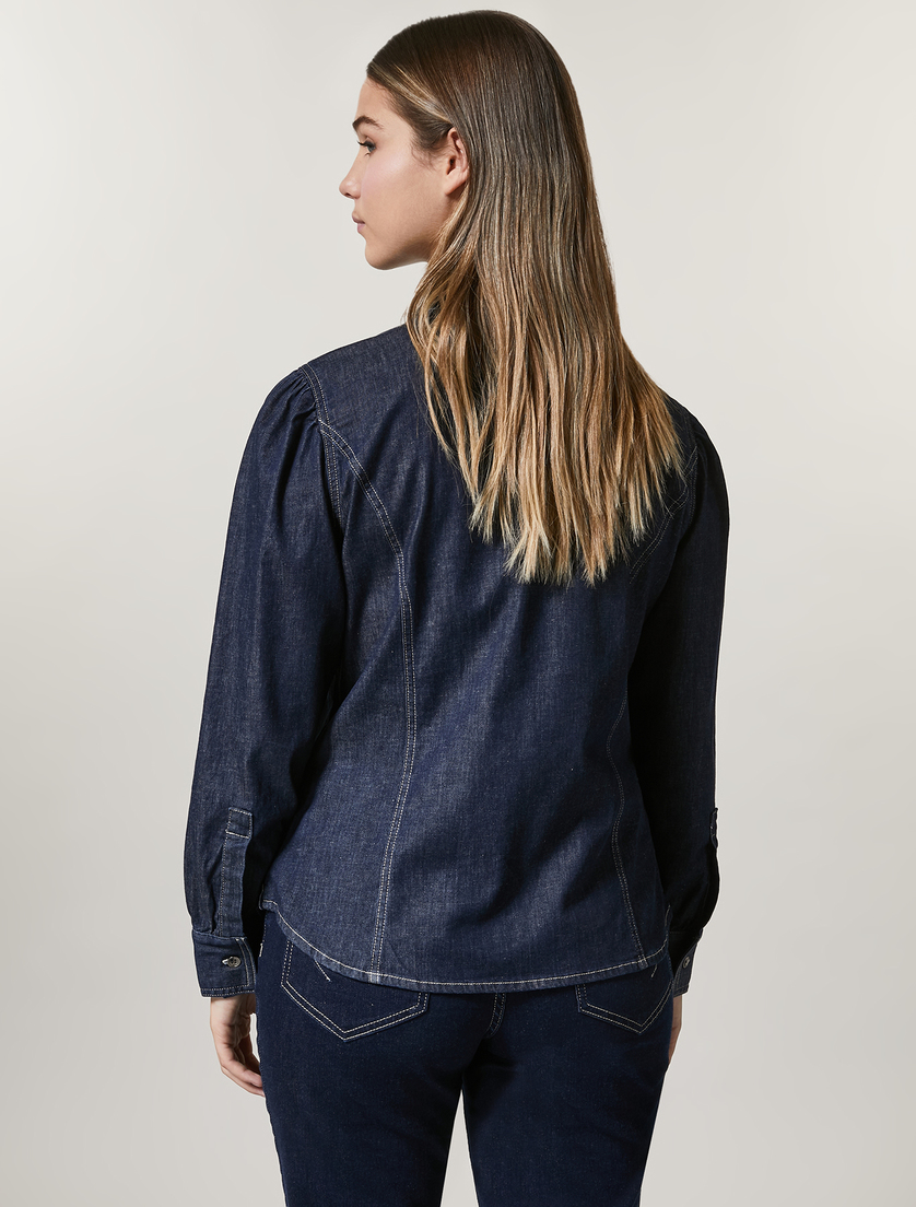 Bluse aus Stretch-Denim - Dunkelblau - Marina Rinaldi - 3