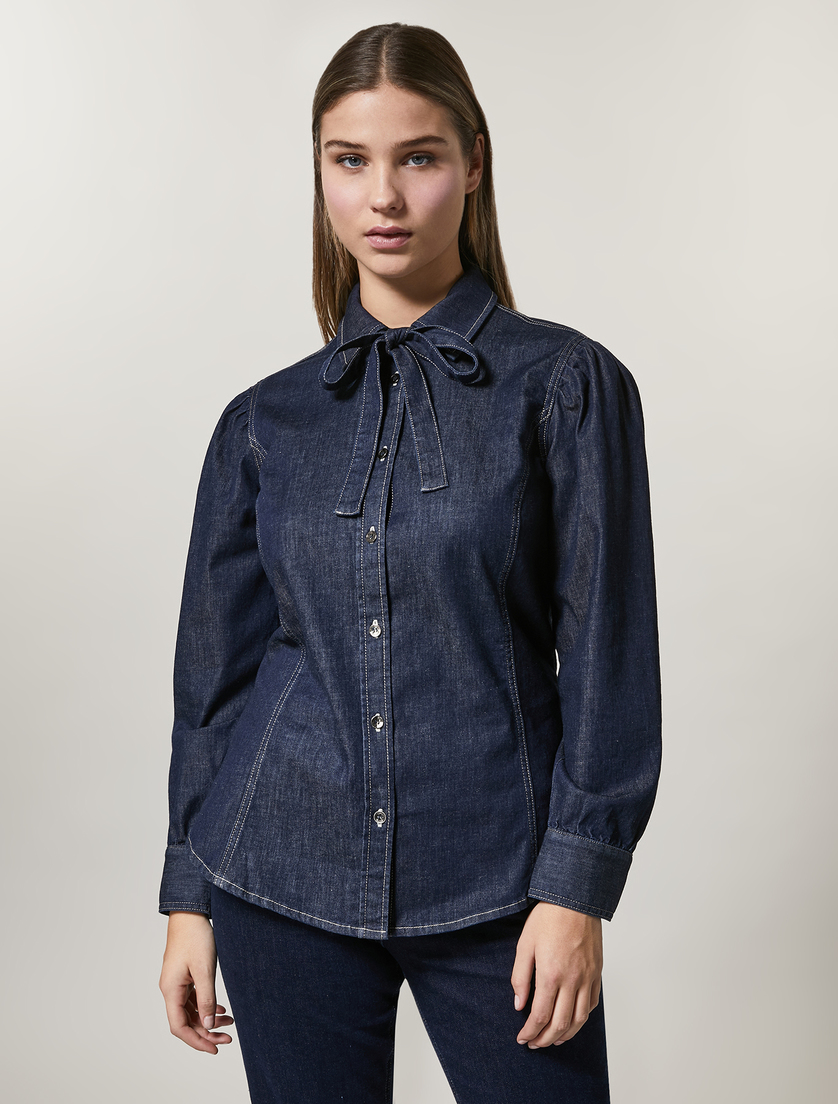 Bluse aus Stretch-Denim - Dunkelblau - Marina Rinaldi