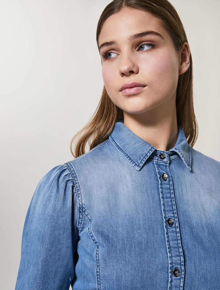 Bluse aus Stretch-Denim - Blau - Marina Rinaldi - 2