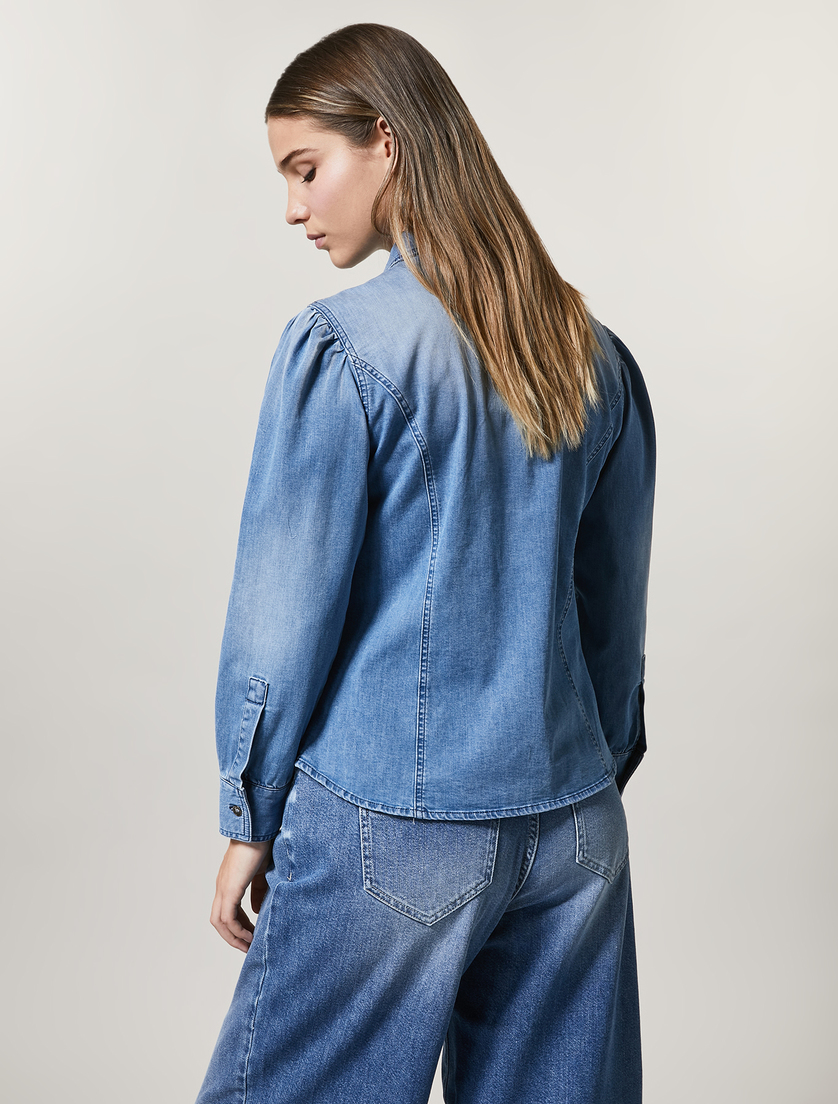 Bluse aus Stretch-Denim - Blau - Marina Rinaldi - 3