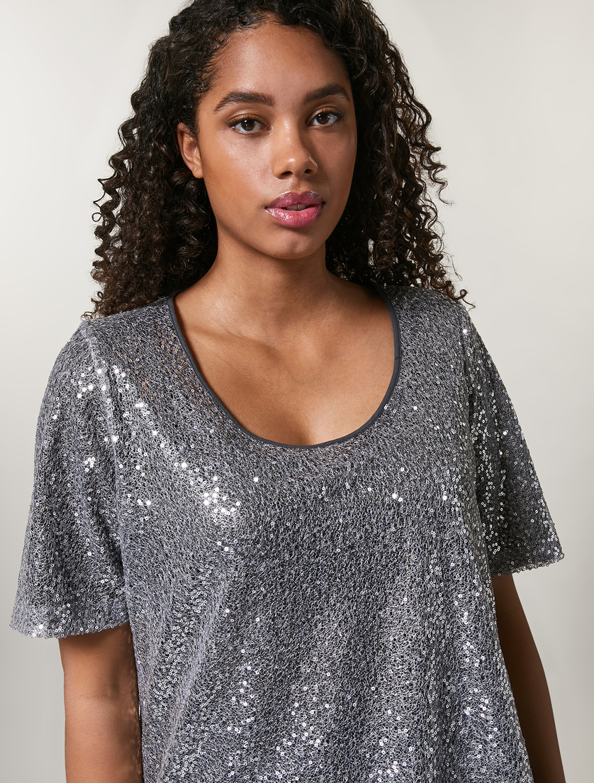 Haut à paillettes - Argent - Marina Rinaldi - 2