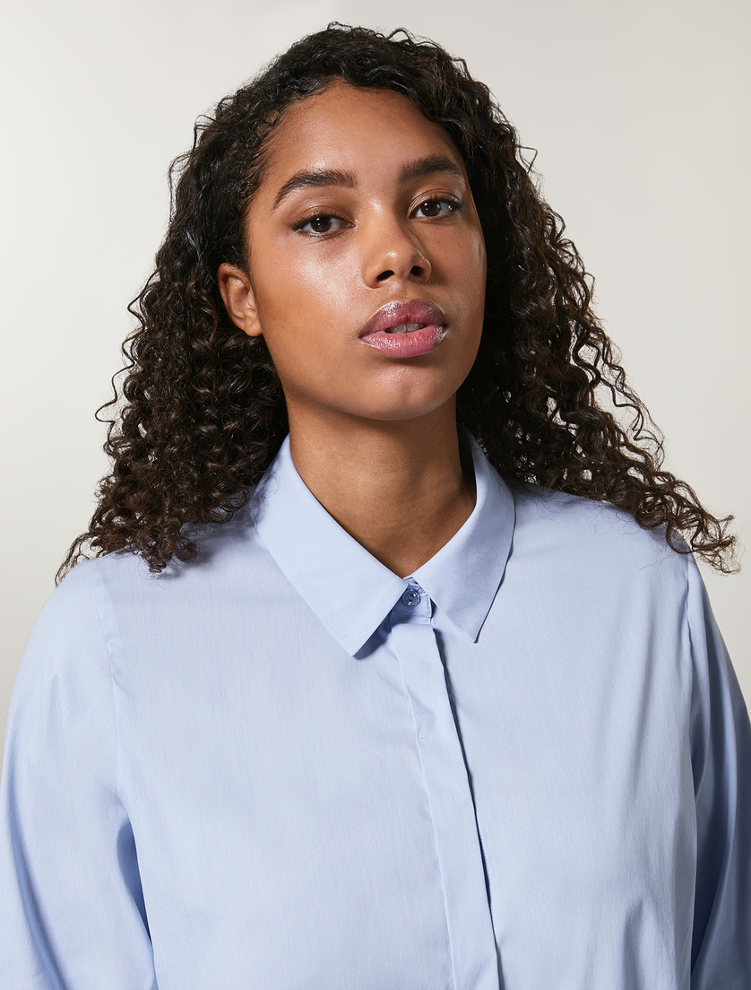 Hemdbluse aus Baumwolle - Blau - Marina Rinaldi - 2
