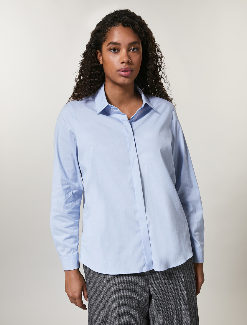 Hemdbluse aus Baumwolle - Blau - Marina Rinaldi