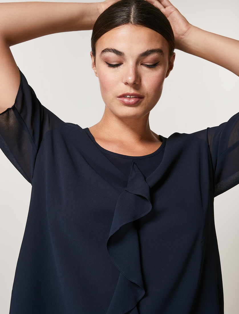 Bluse aus Georgette - Dunkelblau - Marina Rinaldi - 2