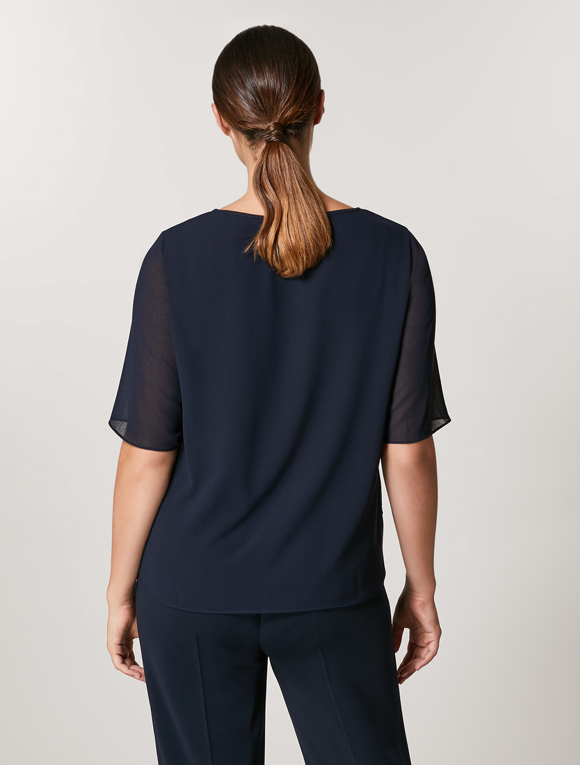 Bluse aus Georgette - Dunkelblau - Marina Rinaldi - 3