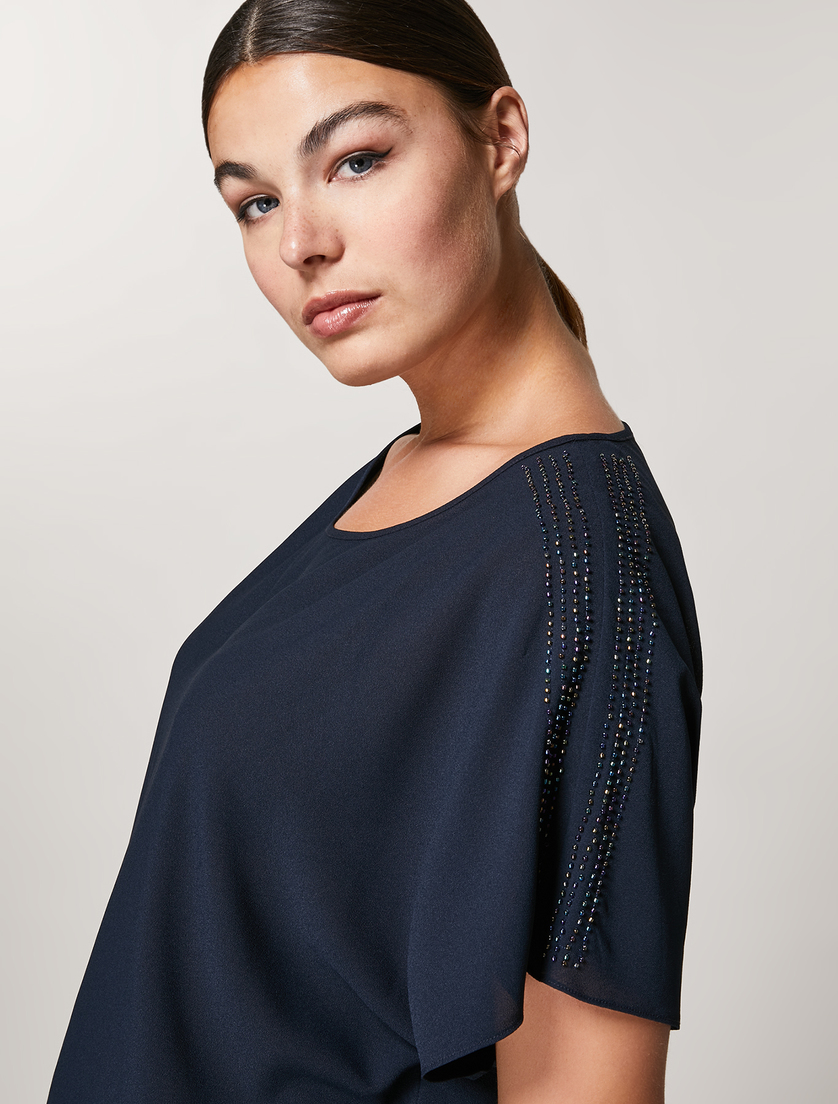 Bluse aus Crêpe - Dunkelblau - Marina Rinaldi - 2