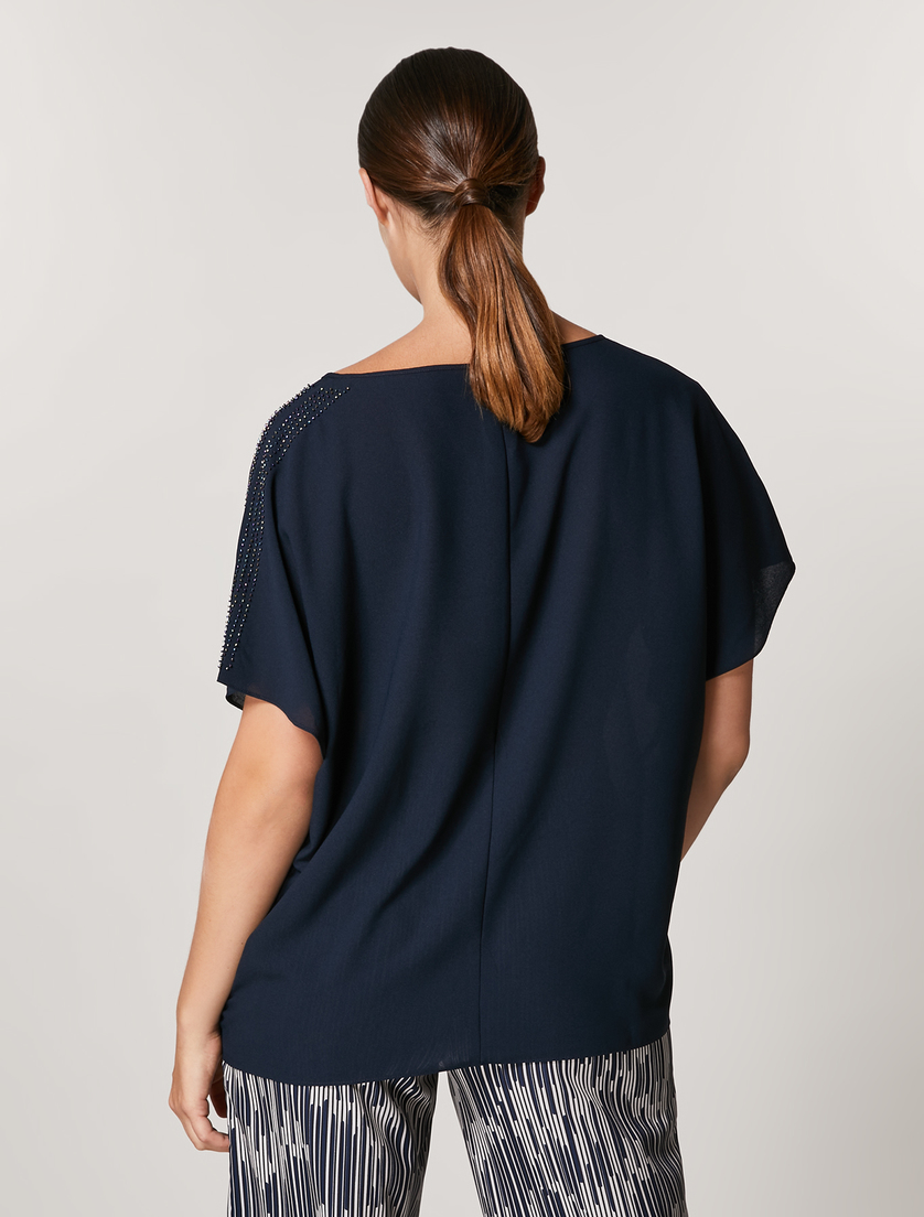 Bluse aus Crêpe - Dunkelblau - Marina Rinaldi - 3