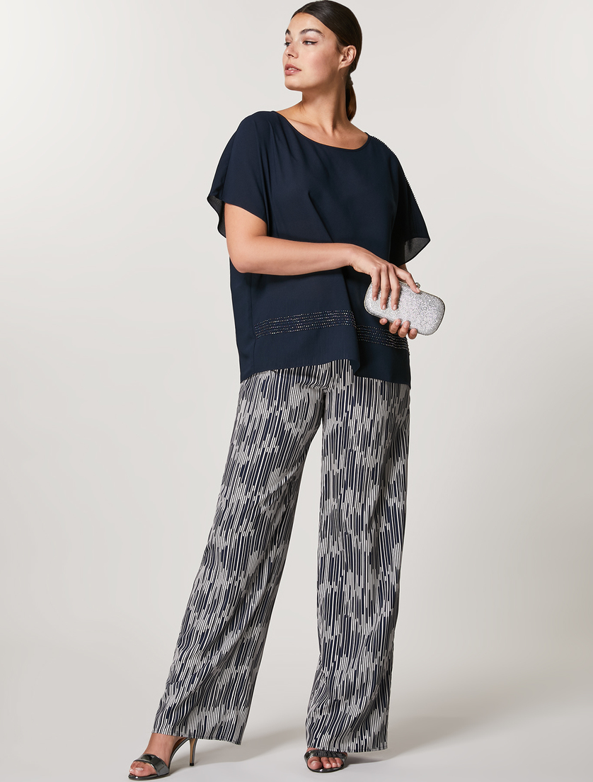 Bluse aus Crêpe - Dunkelblau - Marina Rinaldi - 4