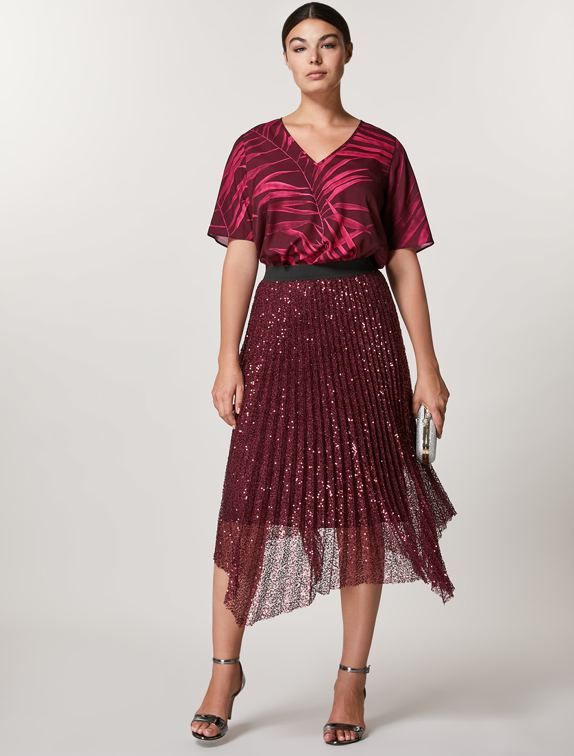Bluse aus Crêpe de Chine - Bordeauxrot - Marina Rinaldi - 4