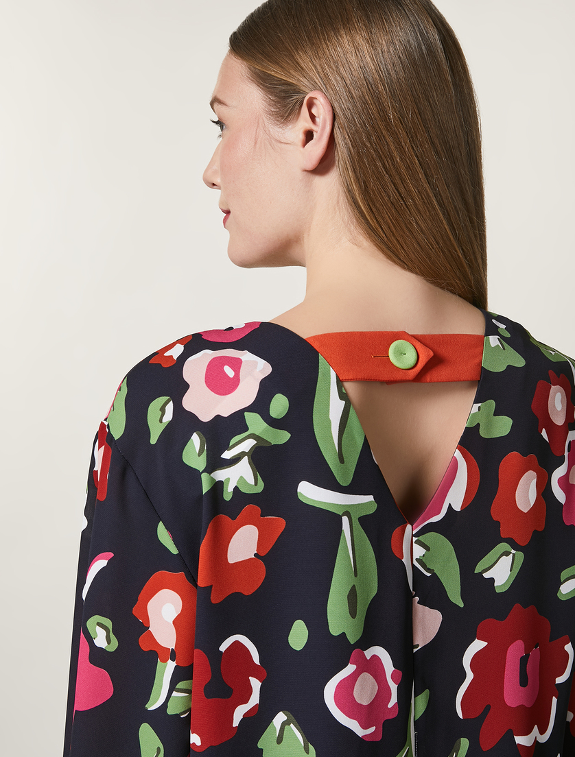 Bluse aus bedrucktem Cady - Dunkelblau - Marina Rinaldi - 3