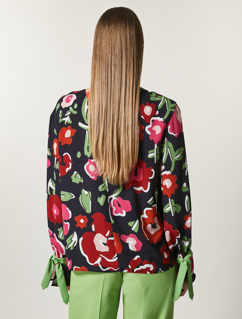 Bluse aus bedrucktem Cady - Dunkelblau - Marina Rinaldi - 4
