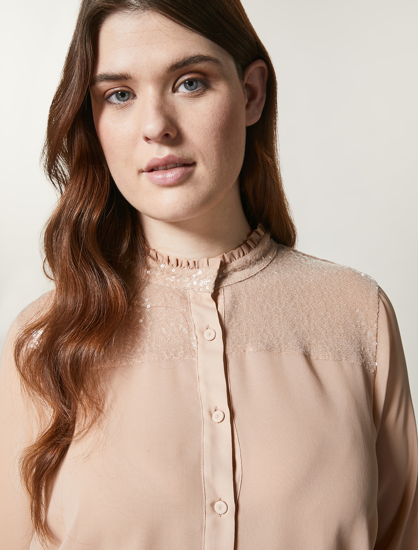 Georgette and tulle shirt - Pink - Marina Rinaldi - 2