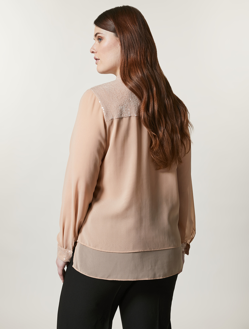 Georgette and tulle shirt - Pink - Marina Rinaldi - 3