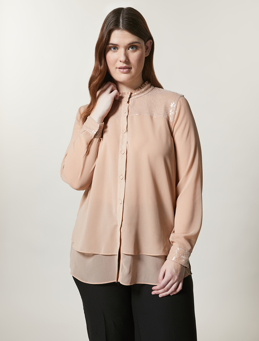 Georgette and tulle shirt - Pink - Marina Rinaldi