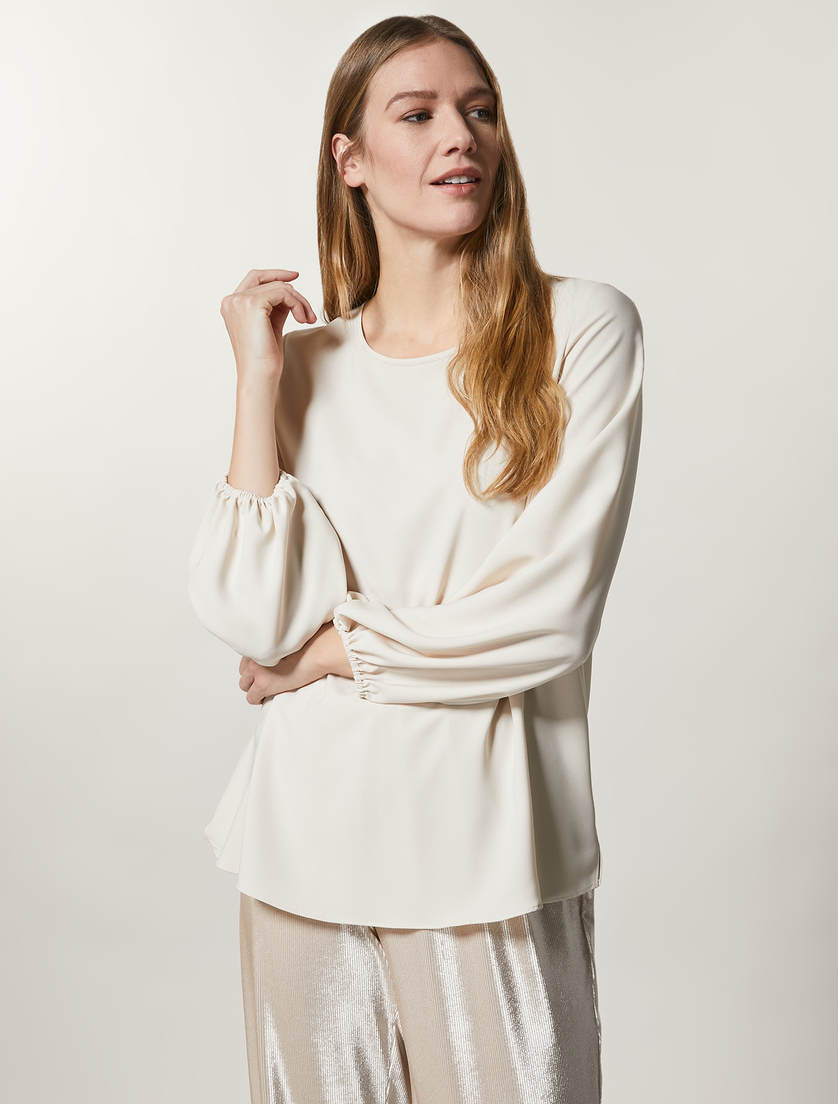 Bluse aus leichtem Sablé - Sand - Marina Rinaldi
