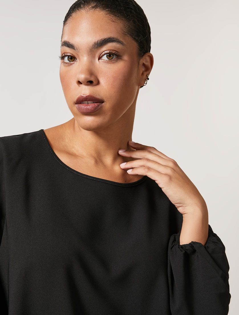 Bluse aus leichtem Sablé - Schwarz - Marina Rinaldi - 2