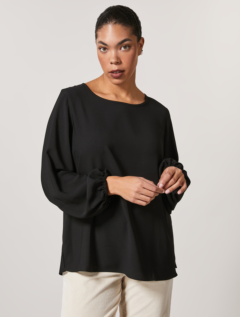 Bluse aus leichtem Sablé - Schwarz - Marina Rinaldi