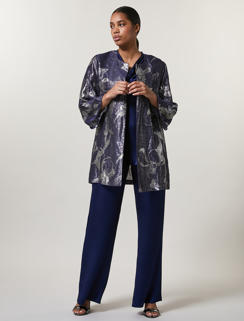 Jacquard duster coat - China blue - Marina Rinaldi - 4