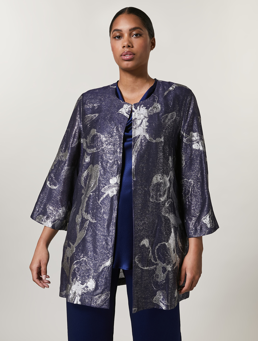 Jacquard duster coat - China blue - Marina Rinaldi