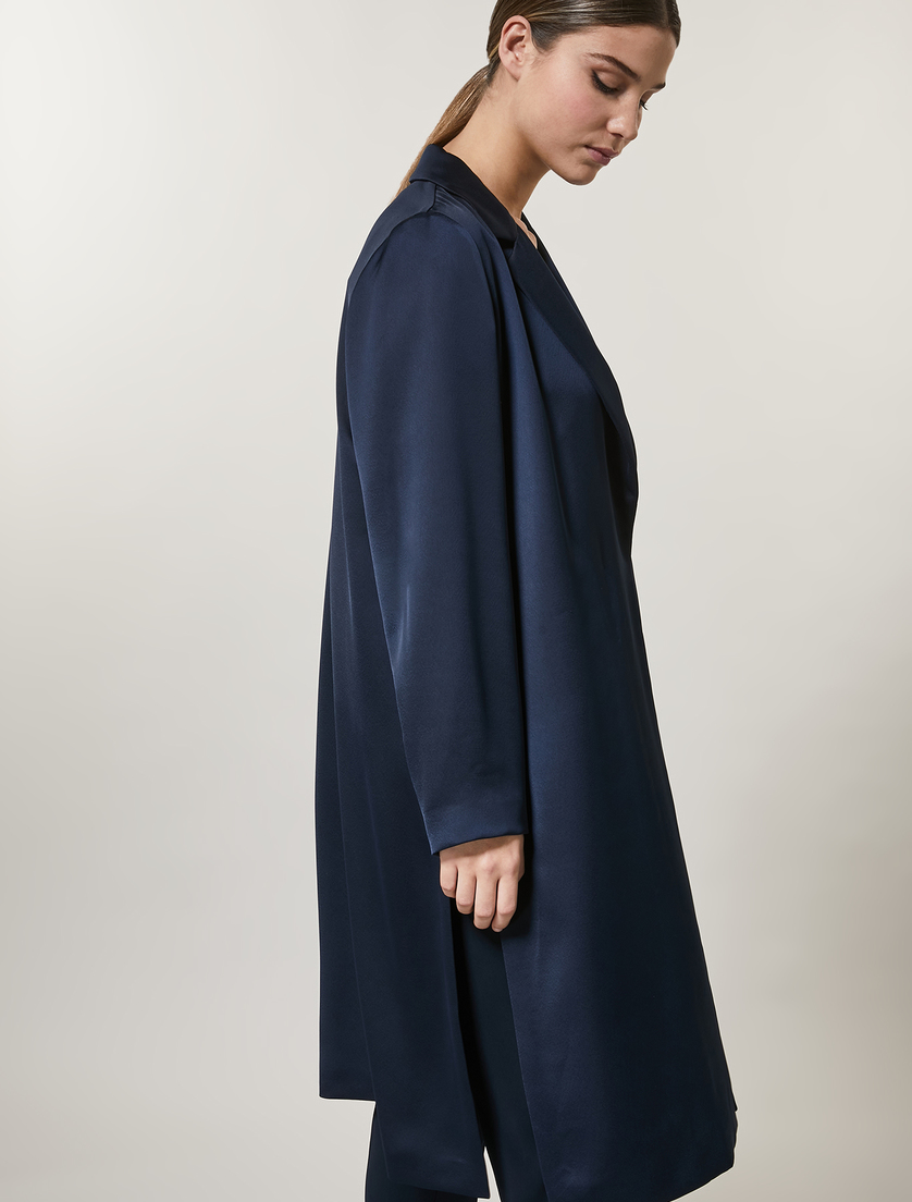 Giacca in crêpe envers satin - Blu marino - Marina Rinaldi - 2