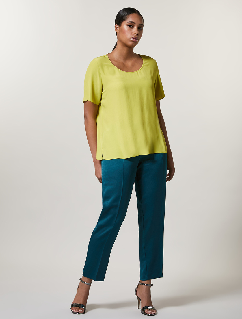 Crepe envers satin trousers - Dark green - Marina Rinaldi