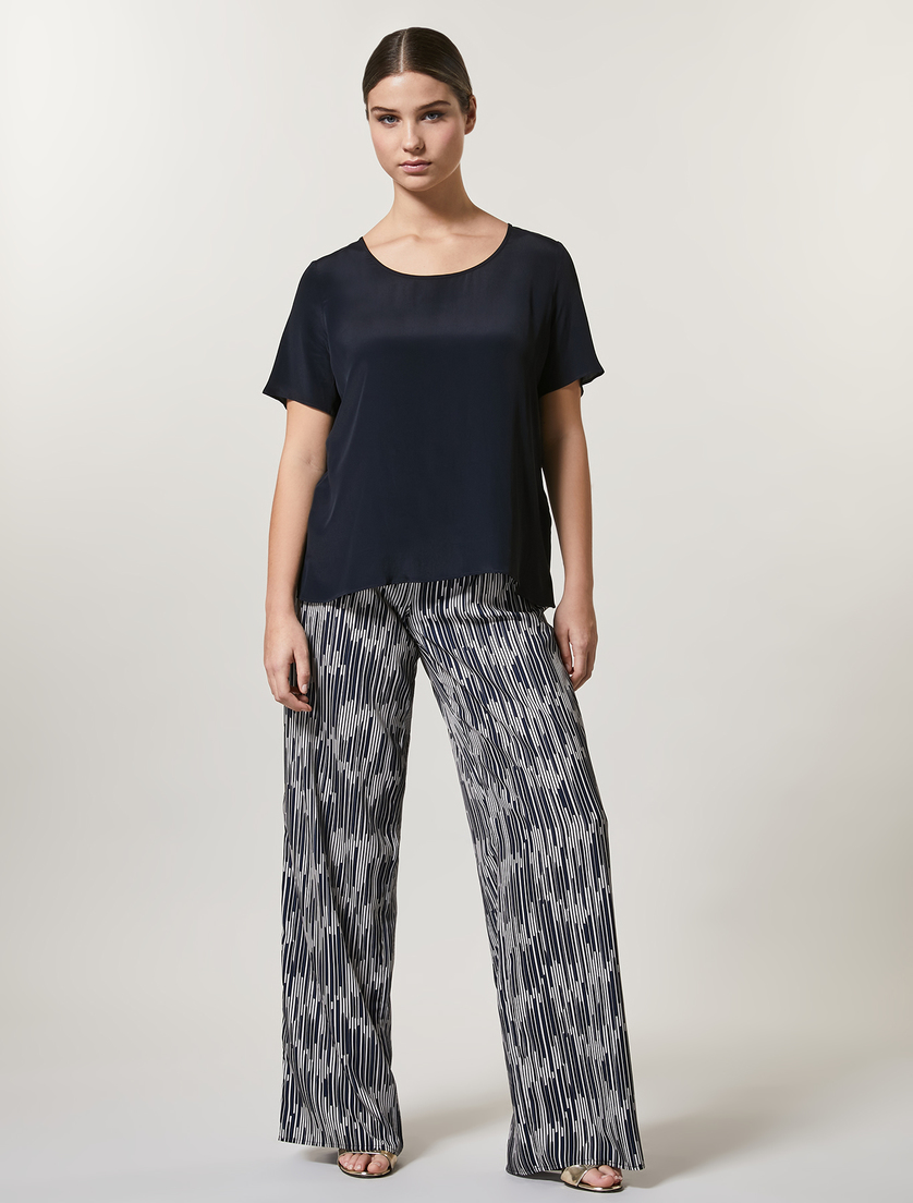 Crepe de chine trousers - China blue - Marina Rinaldi