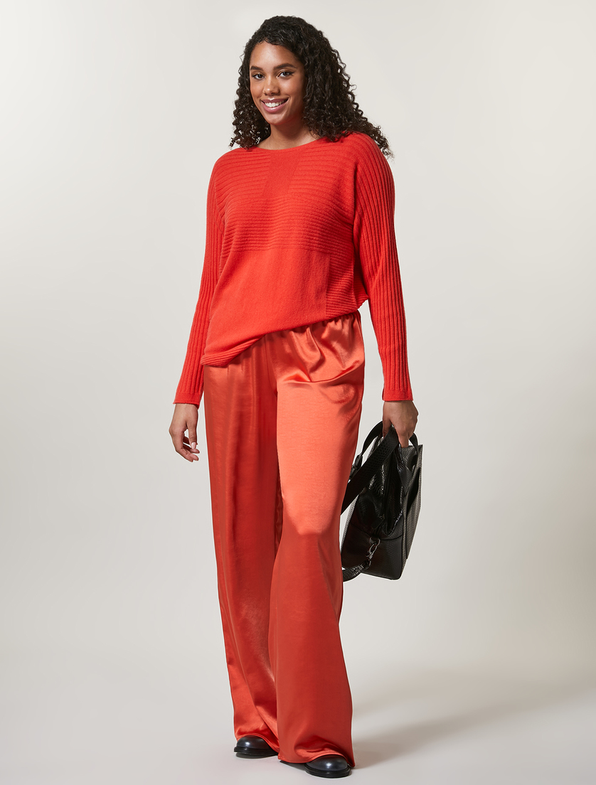 Pantalon en satin - Rouge corail - Marina Rinaldi - 5