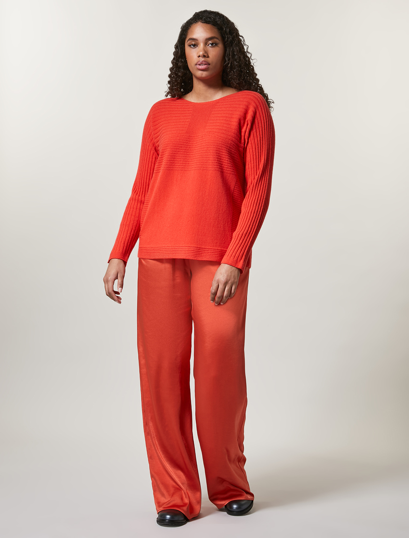 Pantalon en satin - Rouge corail - Marina Rinaldi