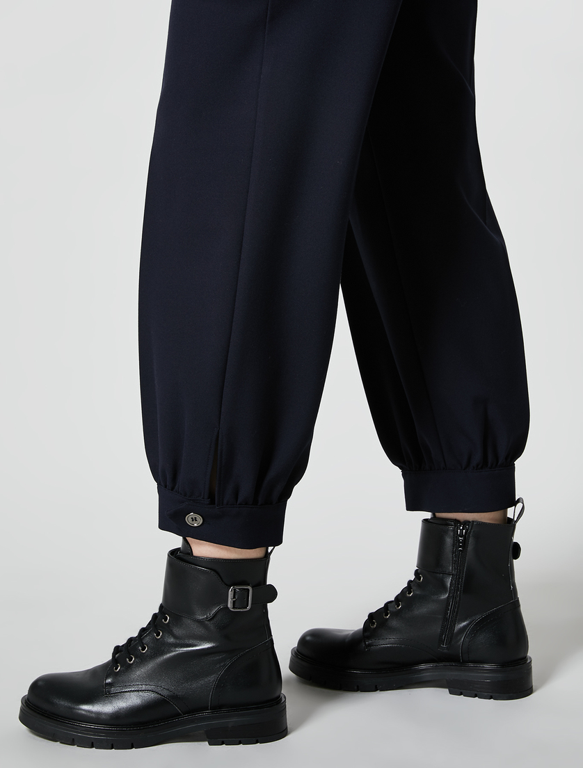 Hose aus garngefärbtem Flanell - Dunkelblau - Marina Rinaldi - 3