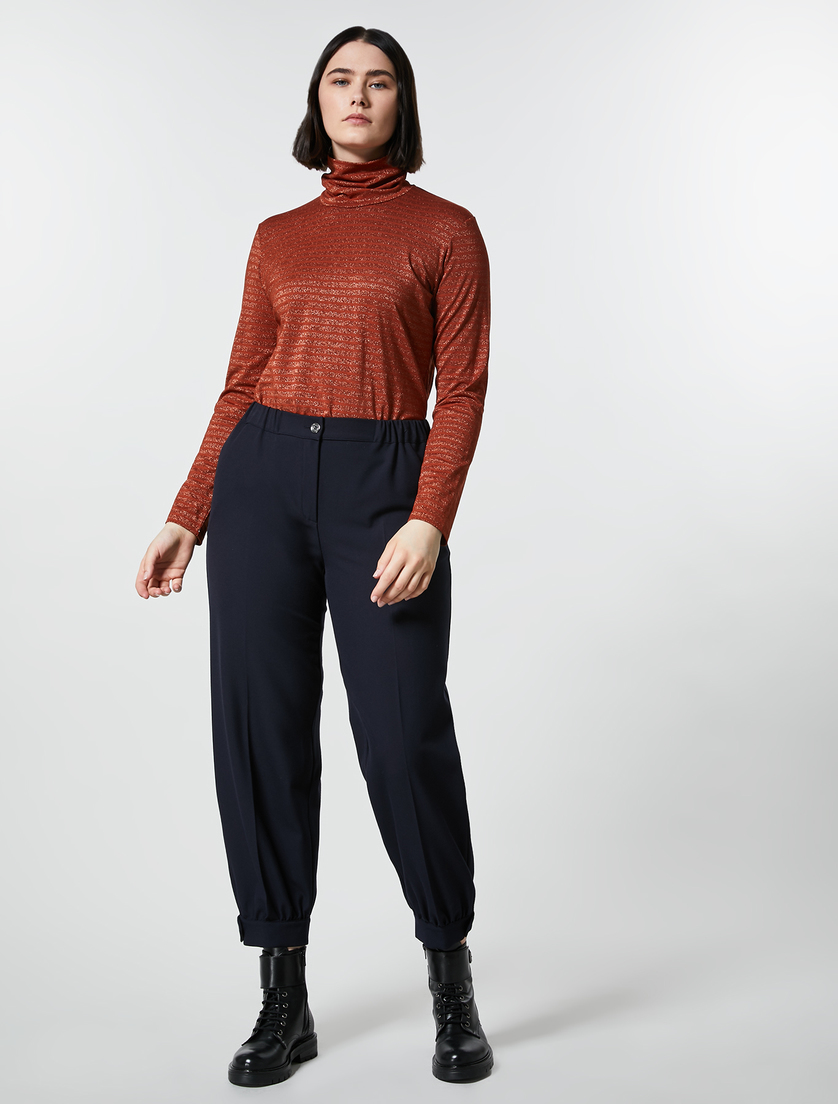 Hose aus garngefärbtem Flanell - Dunkelblau - Marina Rinaldi