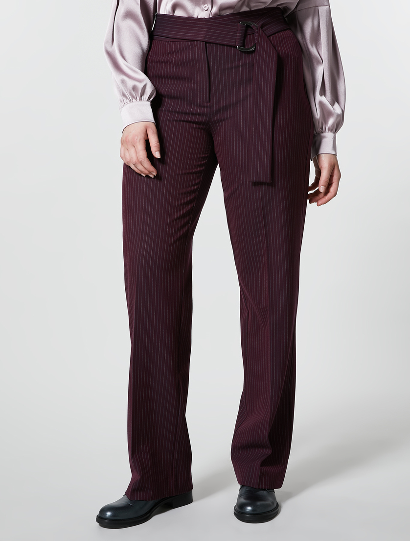 Flanellhose mit Nadelstreifen - Bordeauxrot - Marina Rinaldi - 2