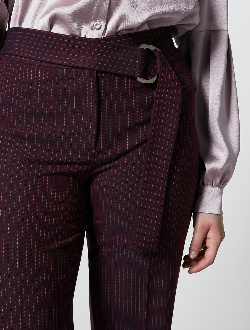 Flanellhose mit Nadelstreifen - Bordeauxrot - Marina Rinaldi - 3