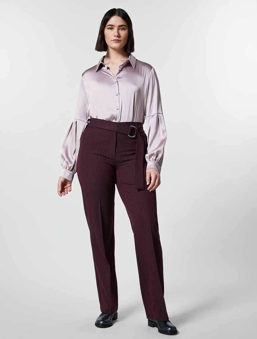 Flanellhose mit Nadelstreifen - Bordeauxrot - Marina Rinaldi