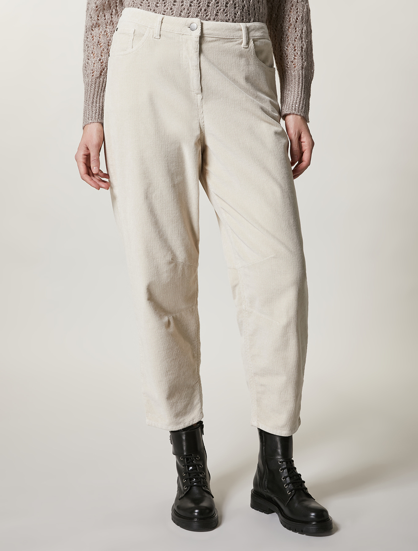 Stretch velvet trousers - Dark beige - Marina Rinaldi - 2