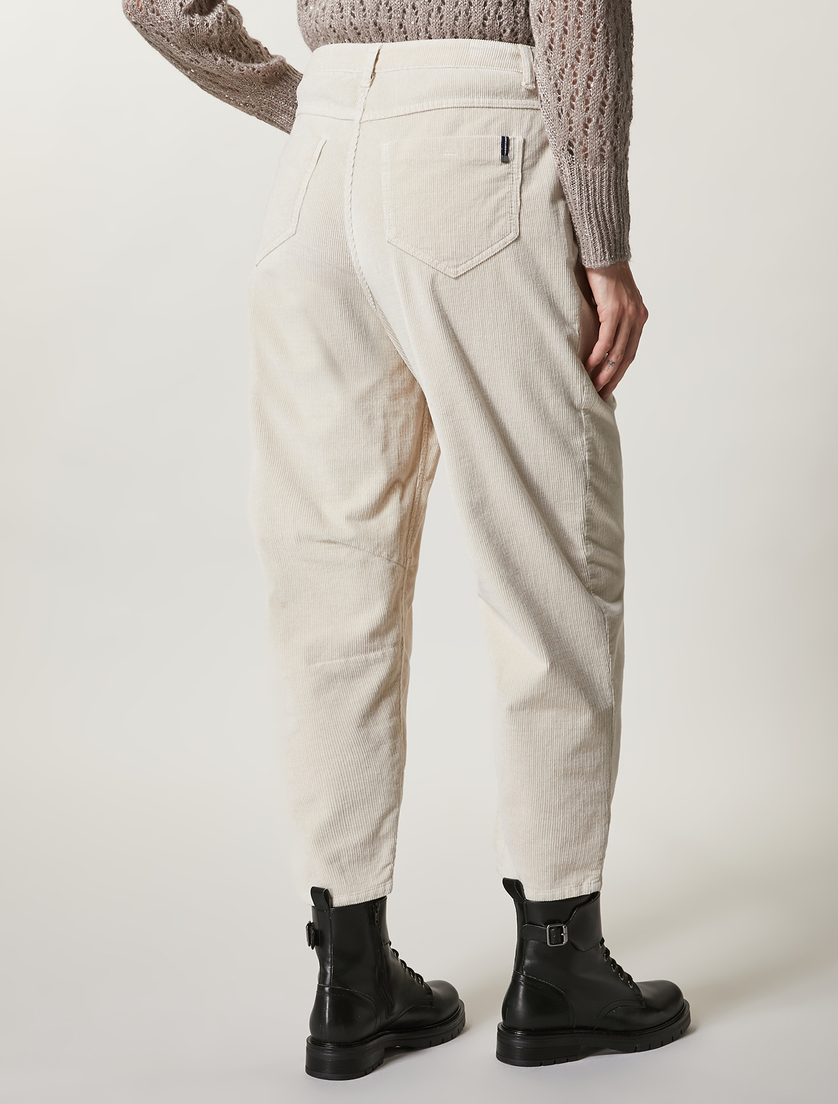 Stretch velvet trousers - Dark beige - Marina Rinaldi - 4