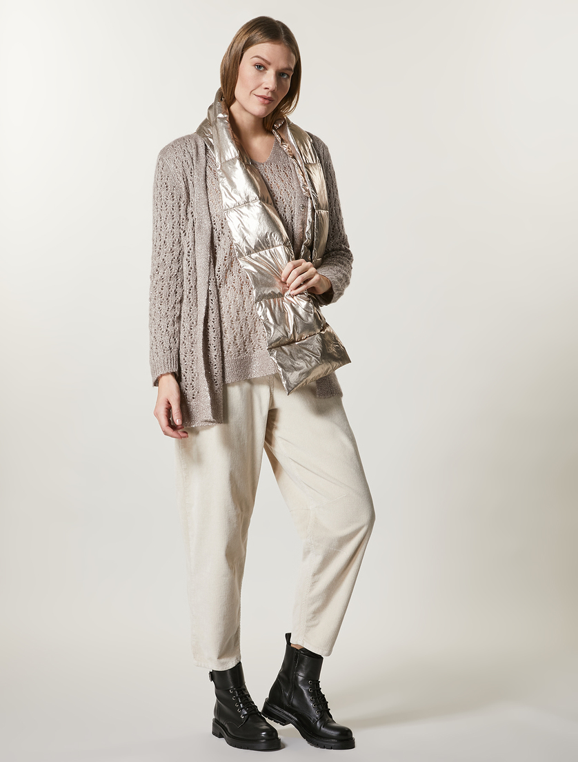 Stretch velvet trousers - Dark beige - Marina Rinaldi - 5
