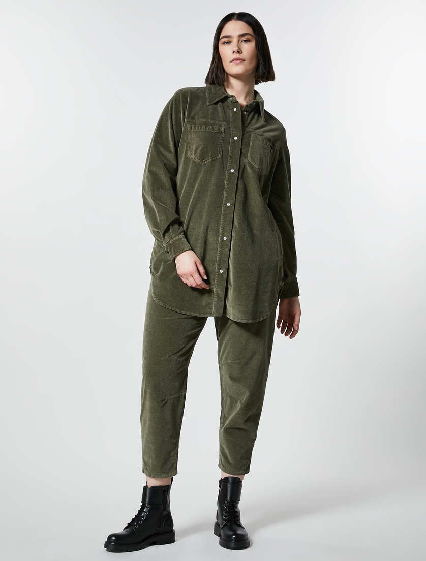 Hose aus elastischem Samt - Armee Grün - Marina Rinaldi