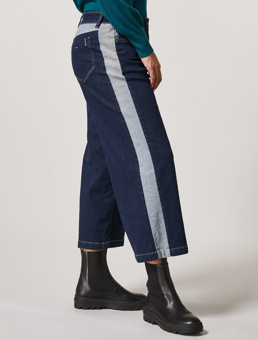 Stretch denim cropped jeans - Dark navy - Marina Rinaldi - 3