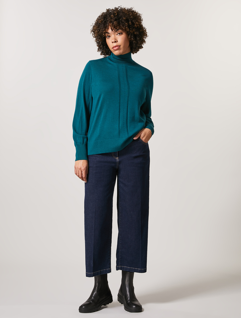 Stretch denim cropped jeans - Dark navy - Marina Rinaldi