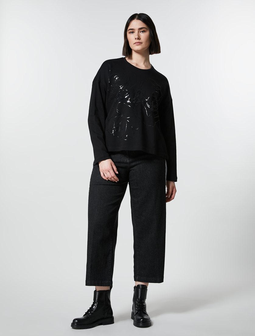 Cropped Jeans aus Stretch Denim - Schwarz - Marina Rinaldi