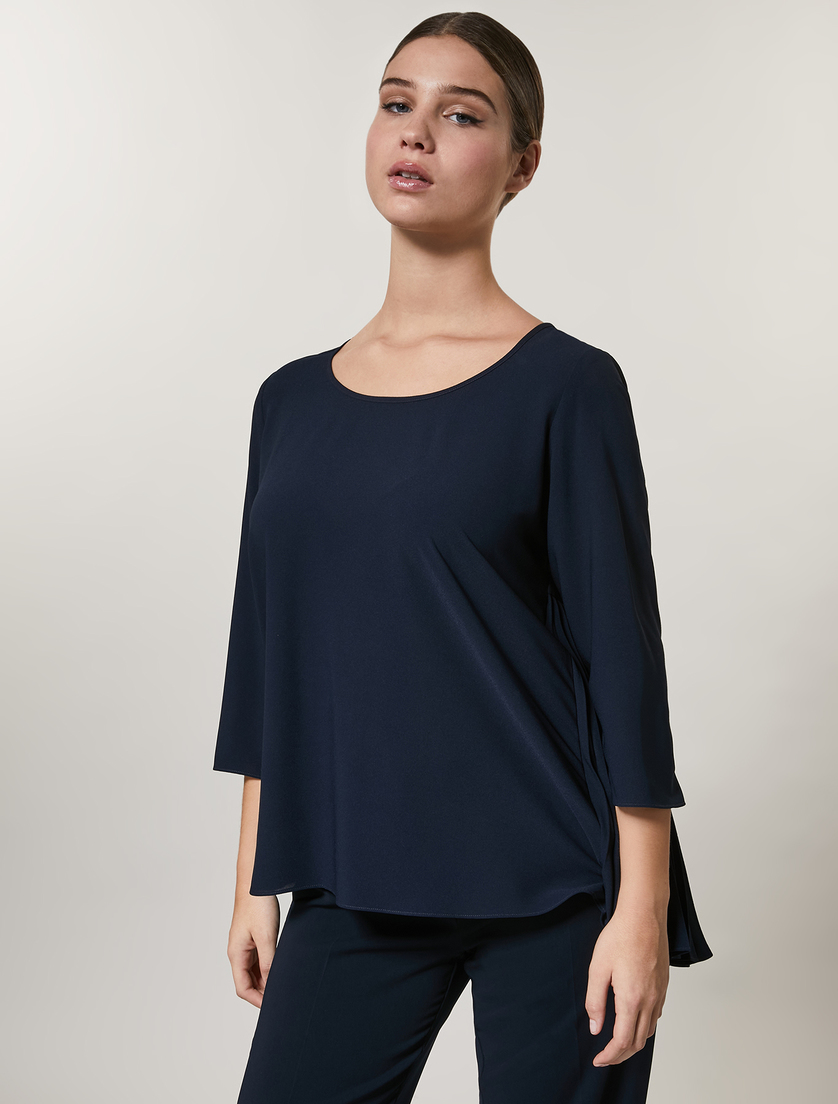 Bluse aus Crêpe - Dunkelblau - Marina Rinaldi